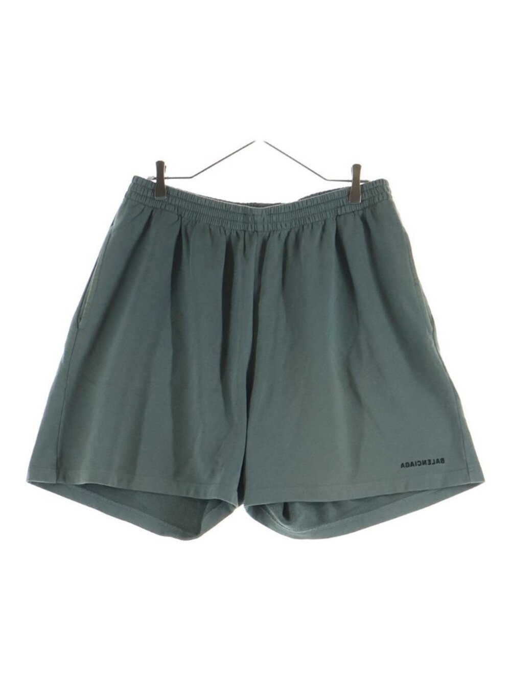 Balenciaga Inverted Logo Embroidery Sweat Shorts Green